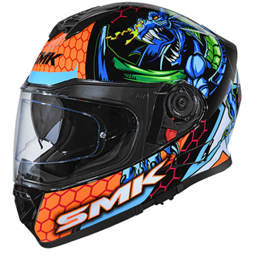 SMK Twister Dragon Gloss Black Blue Green Full Face Helmet