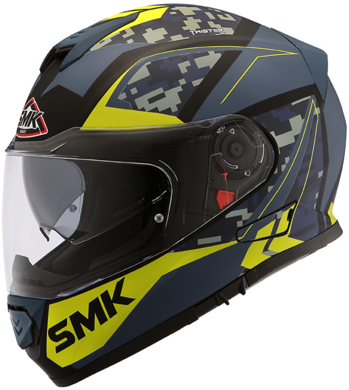 SMK Twister Zest Gloss Blue Yellow Full Face Helmet
