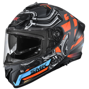 SMK Typhoon Motohead Gloss Grey Orange Full Face Helmet