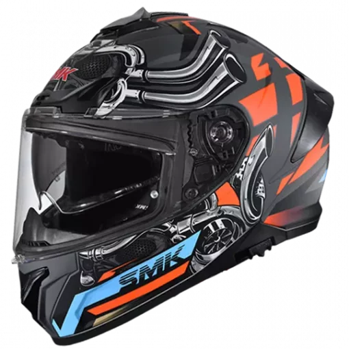 SMK Typhoon Motorhead Gloss Grey Orange Full Face Helmet
