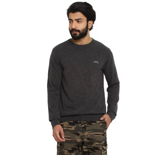 Royal Enfield Flat Knit Crew Charcoal Sweater