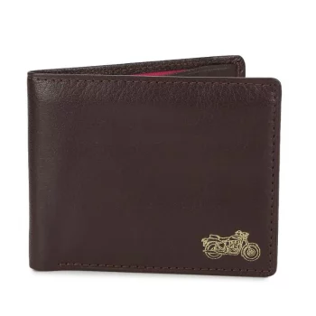 Royal Enfield Gold Deboss Brown Wallet
