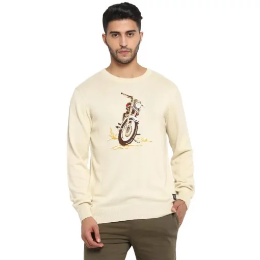 Royal Enfield Jacquard Cream Sweater