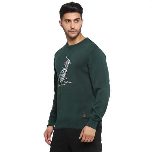 Royal Enfield Jacquard Sweater green