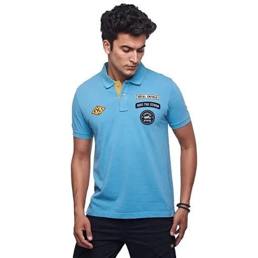 Royal Enfield Rider of the Storm Polo Teal T shirt
