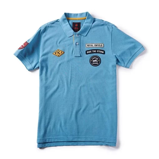 Royal Enfield Rider of the Storm Polo Teal T shirt3