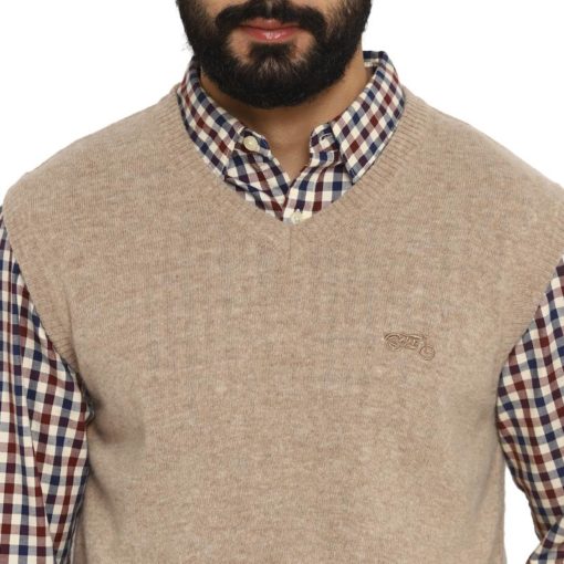 Royal Enfield Sleeveless V Neck Sweater beige 3