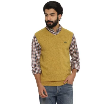Royal Enfield Sleeveless V Neck Yellow Sweater