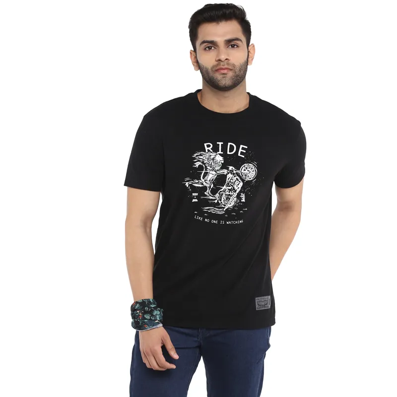 Royal Enfield X Levi's Like No One is Watching Black T-shirt | Custom ...
