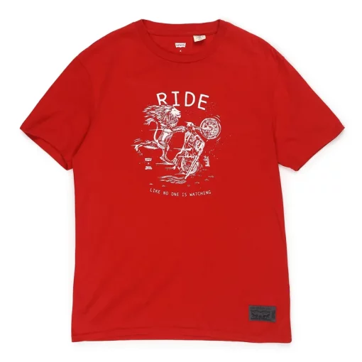 Royal Enfield X Levis Like No One is Watching Red T shirt3