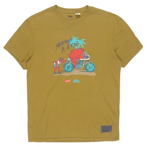 Royal Enfield X Levis Skitching Olive T shirt3