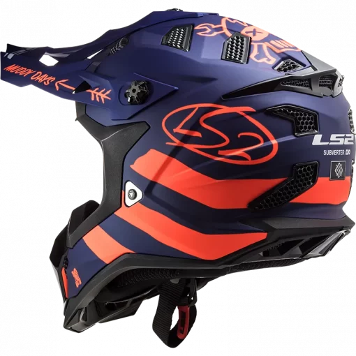 LS2 MX700 Subverter Evo Cargo Matt Blue Fluorescent Orange Helmet 6