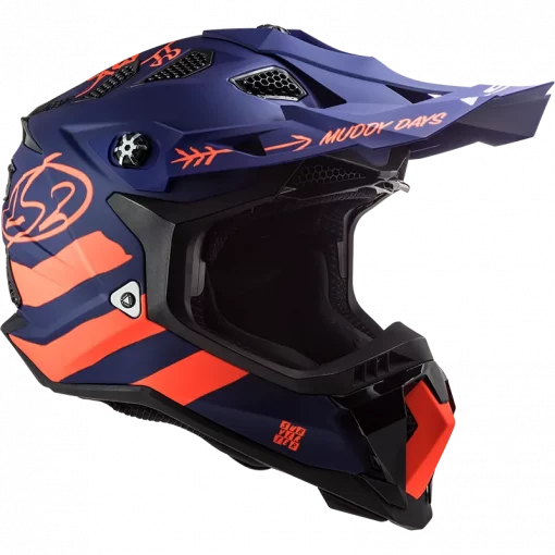 LS2 MX700 Subverter Evo Cargo Matt Blue Fluorescent Orange Helmet 9
