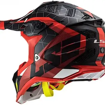 LS2 MX700 Subverter Evo Straighter Matt Red Black HI VIZ Helmet 2