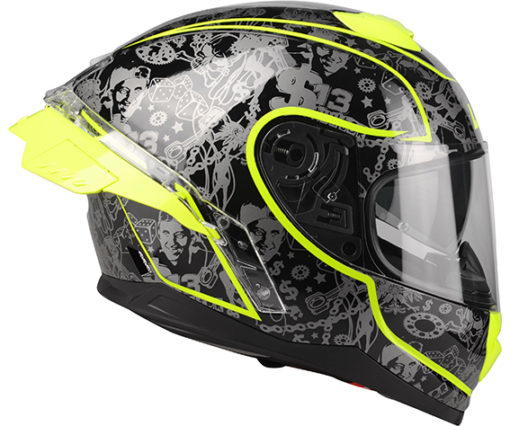 Lazer tunter 13 Black Fluorescent Green Helmet 2