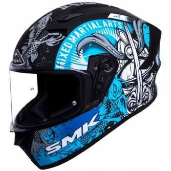 SMK Stellar Samurai Matt Black Grey Blue MA265 Helmet
