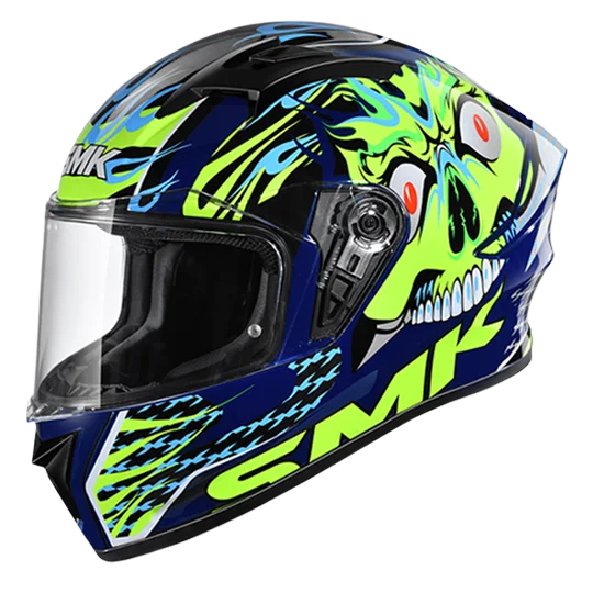 SMK Stellar Skull Gloss Blue Yellow Black GL542 Helmet