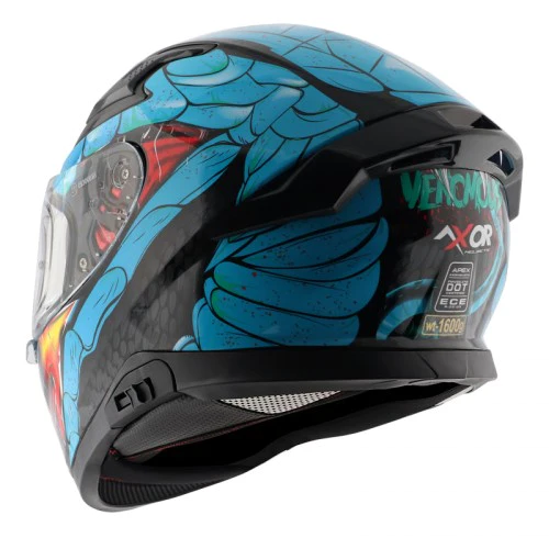 AXOR Apex Venomous Gloss Black Neon Blue Full Face Helmet N3