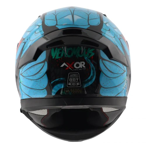 AXOR Apex Venomous Gloss Black Neon Blue Full Face Helmet N4