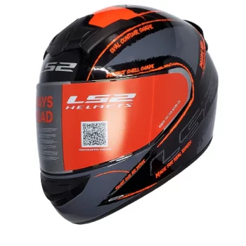 LS2 FF352 Brush Matt Black Orange Helmet 2