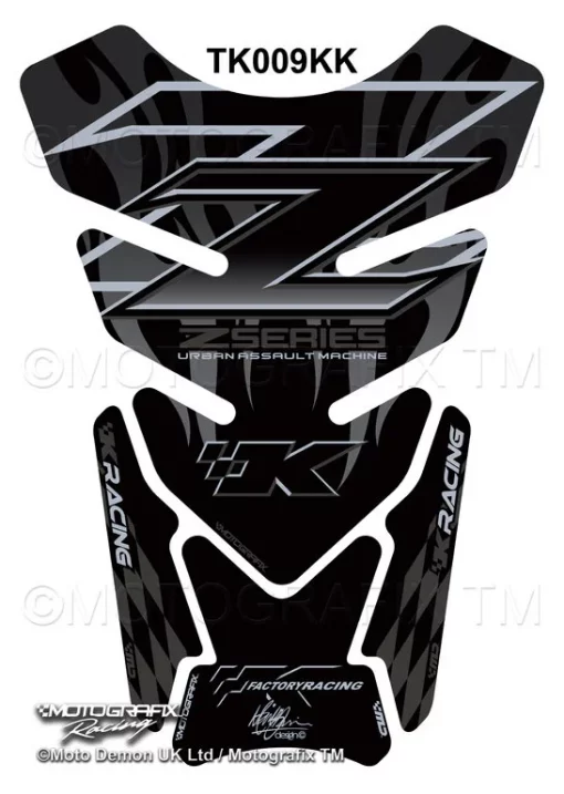 Motografix Black Motorcycle Tank Pad Protector 3D Gel TK009KK For Kawasaki Z750 Z1000 Z Series