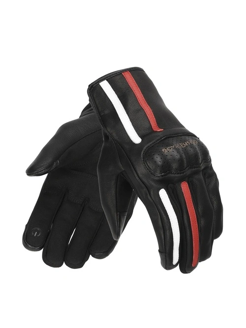 Royal Enfield Gritty Black Red White Riding Gloves