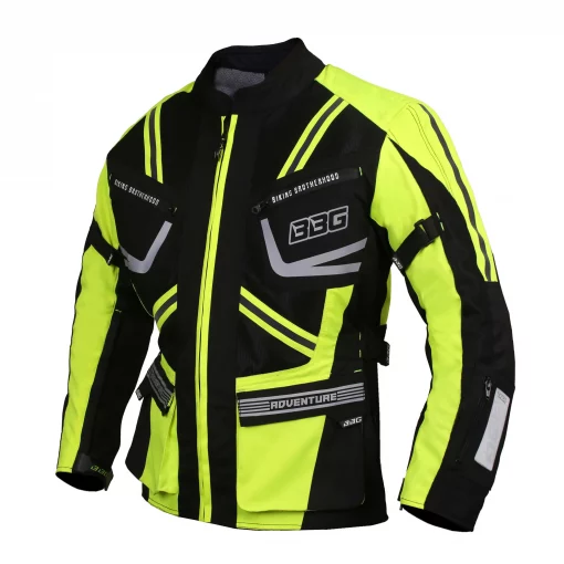 BBG Indiana Adventure Neon Riding Jacket with chest guard 3