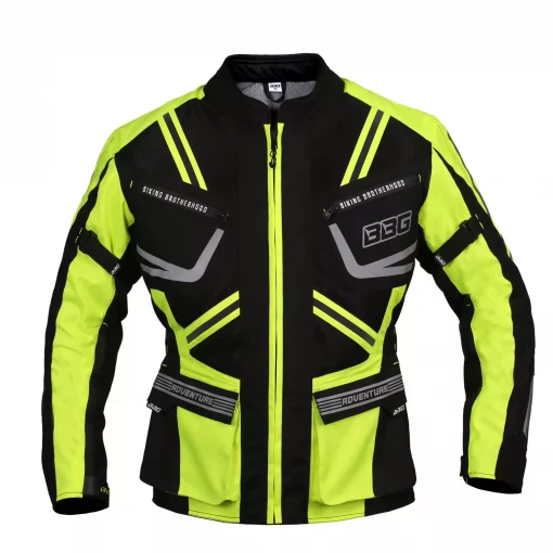 BBG Indiana Adventure Neon Riding Jacket with chest guard