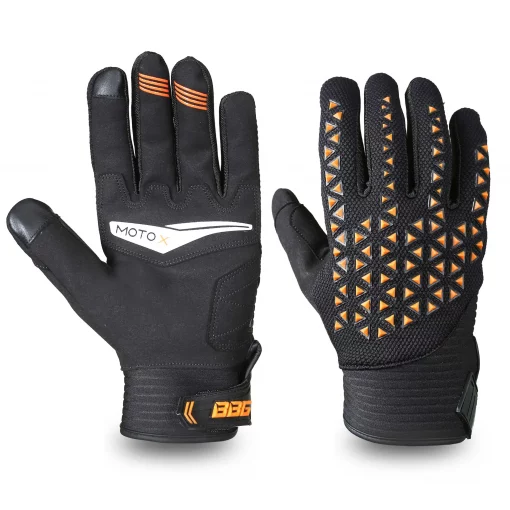 BBG Motocross Black Orange Riding Gloves