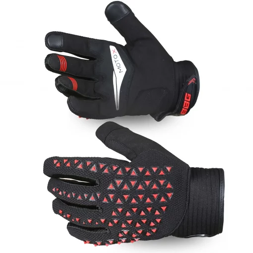 BBG Motocross Black Red Riding Gloves 3