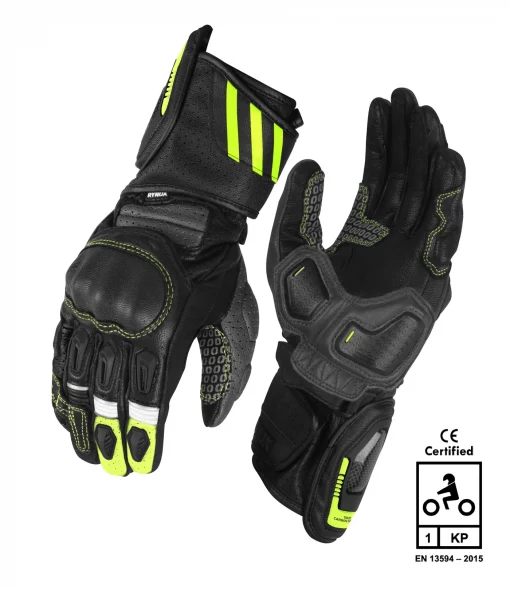 Rynox Storm Evo 3 Black Fluorescent Green Riding Gloves