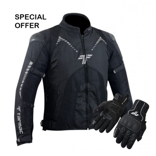 Tarmac Corsa Level 2 Black Riding Jacket 3 Free Tex Gloves