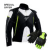 Tarmac Corsa Level 2 Black White Fluorescent Yellow Riding Jacket Free Tex Gloves