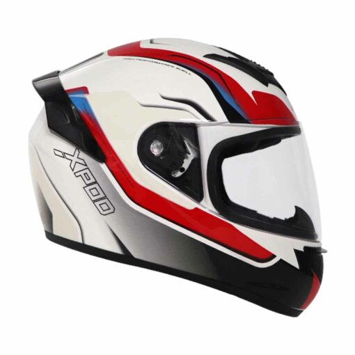 XPOD Speedy White Red Full Face Helmet N3
