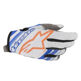 Alpinestars Radar Cool Grey Blue Fluorescent Orange Motocross Riding Gloves
