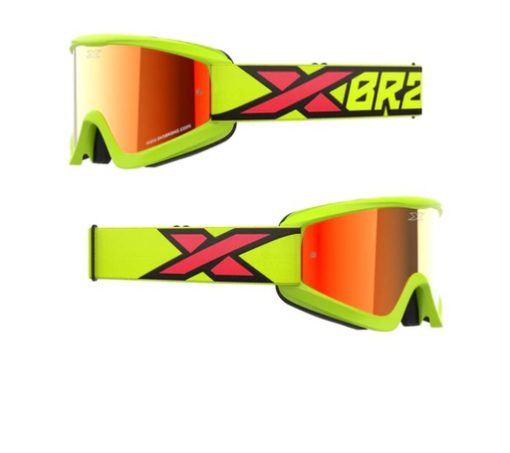 EKS Flat Out Fluorescent Yellow Goggles Fire Red Mirror Lens