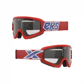 EKS Flat Out Red White Goggles Clear Lens