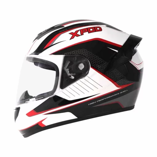 TVS Racing XPOD Dual Tone Black White Red Helmet 3