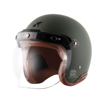 AXOR Jet Matt Battle Green Open Face Helmet