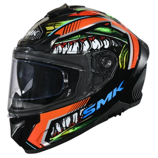 SMK Typhoon Raptor Gloss Black Red Orange GL237 Helmet