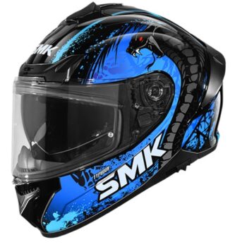SMK Typhoon Reptile Black Blue Gloss GL255 Helmet