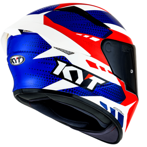 KYT TT Course Gear Blue Red Helmet 5