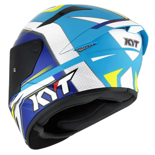 KYT TT Course Grand Prix Gloss White Light Blue Helmet 2