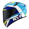 KYT TT Course Grand Prix Gloss White Light Blue Helmet 3