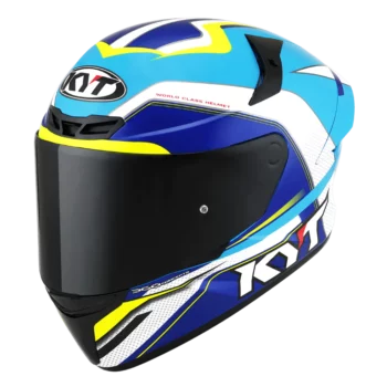 KYT TT Course Grand Prix Gloss White Light Blue Helmet