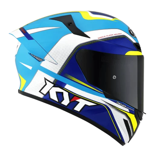 KYT TT Course Grand Prix Gloss White Light Blue Helmet 6
