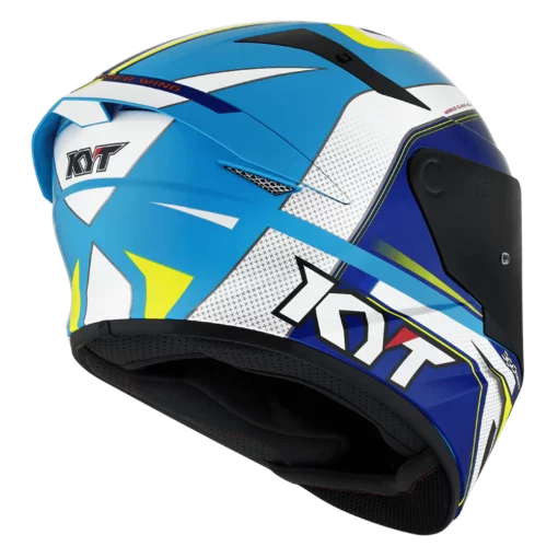KYT TT Course Grand Prix Gloss White Light Blue Helmet 7