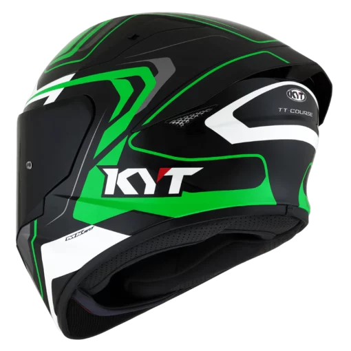 KYT TT Course Overtech Gloss Black Green Helmet 8 1