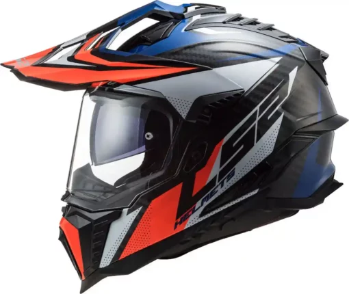 LS2 MX701 EXPLORER Carbon Focus Gloss Blue White Red Helmet 2