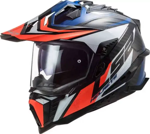 LS2 MX701 EXPLORER Carbon Focus Gloss Blue White Red Helmet